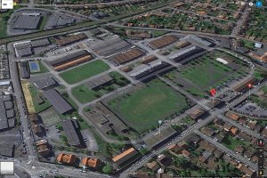 Zdjęcie satelitarne obiektów Krajowej Szkoły Policji w Périgueux.